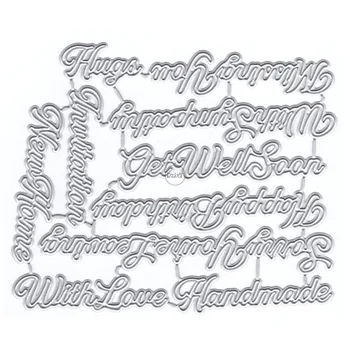DzIxY Английские слова Штампы для резки металла для изготовления открыток Набор для тиснения Бумага Трафареты для вырезок Карманы для хранения Расходные материалы