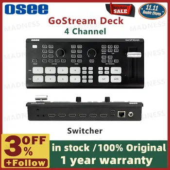 Видеомикшер OSEE GoStream Deck с 4-канальной прямой трансляцией, совместимой с HDMI, Дополнительные видеовходы и выходы
