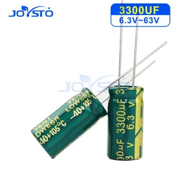 5ШТ Алюминиевый электролитический конденсатор 3300UF 6.3V 10V 16V 25V 35V 50V 63V высокочастотный низкоомный длительный срок службы 3300UF Зеленый